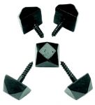 Set of 5 Black Cast Iron Screw in Door Studs 15mm Square (4361-15)